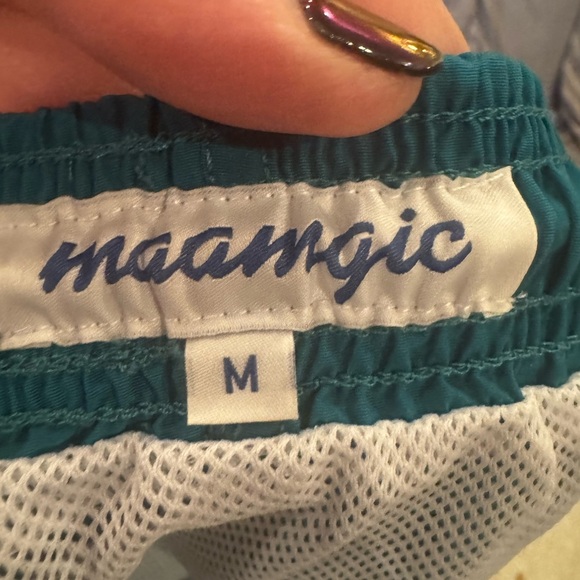 Maamgic Men’s Swim Shirts Swimwear Trunks Mesh Lining Quick Dry Turquoise Sz M - Picture 9 of 13